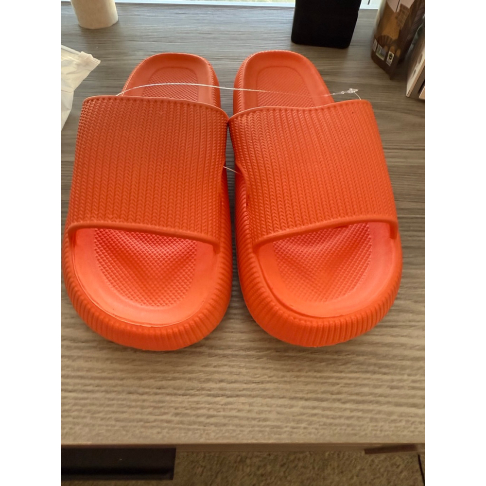 Women's Cloud Slides Orange Comfort Sandals Size 9